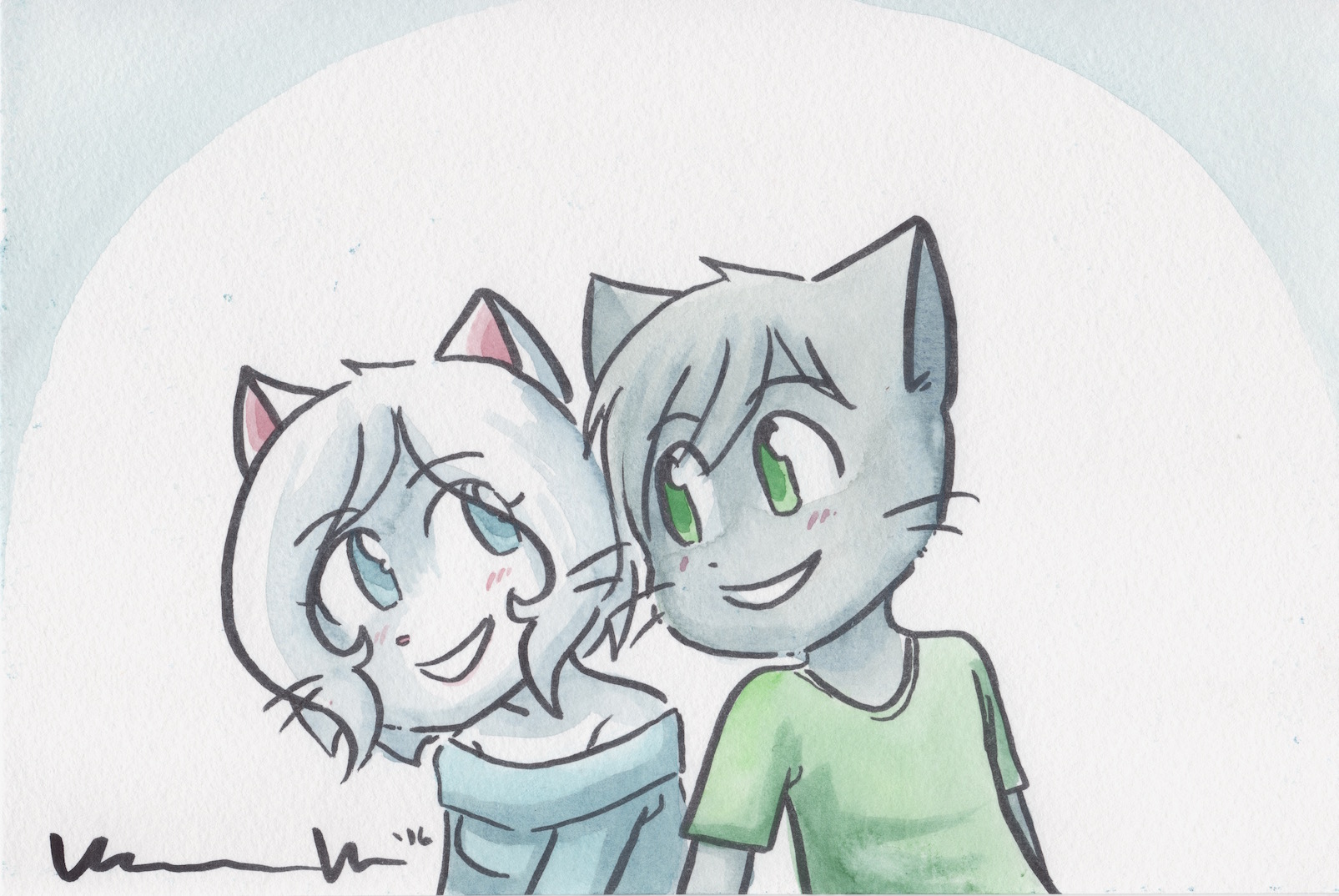 Candybooru image #11272, tagged with Adult_Lucy Adult_Mike Lucy Mike MikexLucy Taeshi_(Artist) commission watercolor